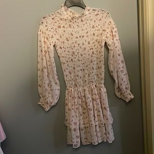 Cute Summer Mini Floral Long-sleeve Puff-Sleeve Dress